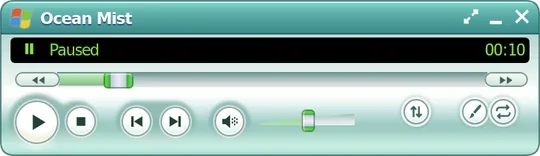 the same compact player in teal