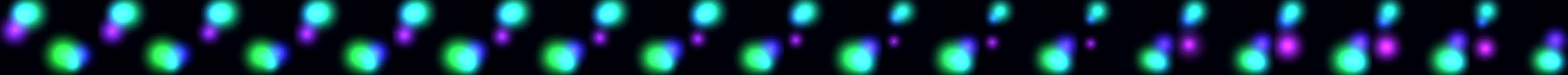 water: blurred lights of cyan, blue, violet and green drifting slowly on a dark ground